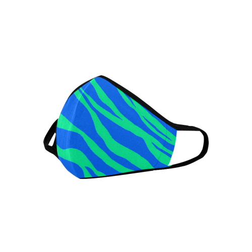Green On Blue Zebra Stripes Mouth Mask