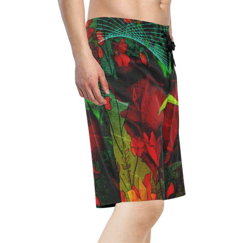 Flower power, roses Men's All Over Print Board Shorts (Model L16)