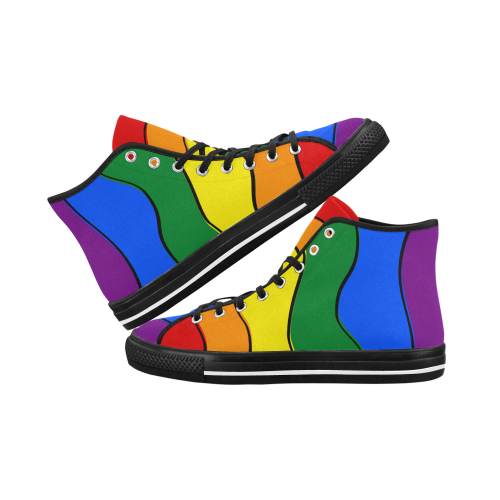Gay Pride - Rainbow Flag Waves Stripes 1 Vancouver H Men's Canvas Shoes (1013-1)