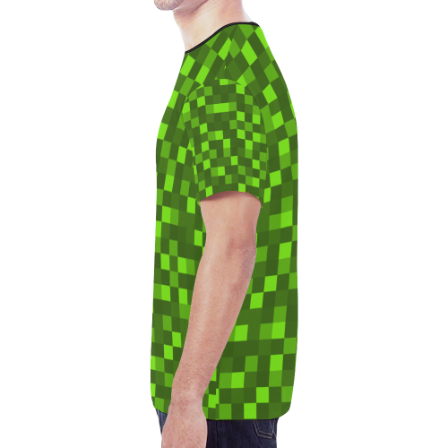 funky funny light and dark green neon color pixel pixels blocks gamer New All Over Print T-shirt for Men (Model T45)
