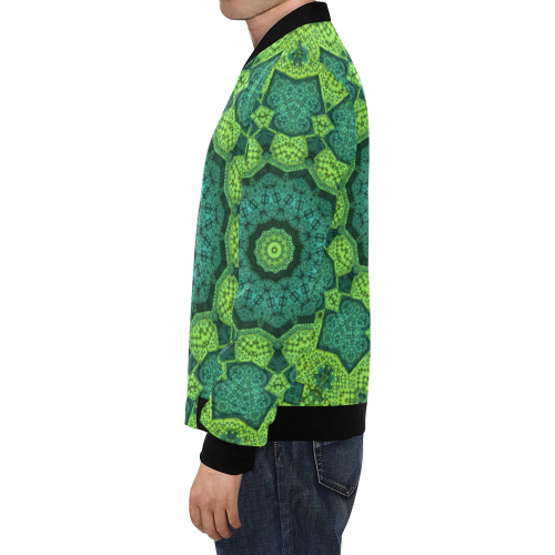 Green Theme Mandala All Over Print Bomber Jacket for Men/Large Size (Model H19)