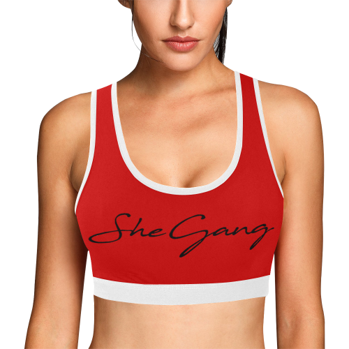 sp red Women's All Over Print Sports Bra (Model T52)