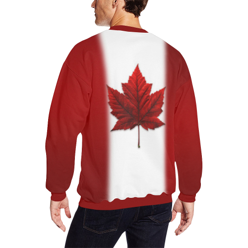 Canada Flag Sweatshirts Plus Size Men's Oversized Fleece Crew Sweatshirt/Large Size(Model H18)