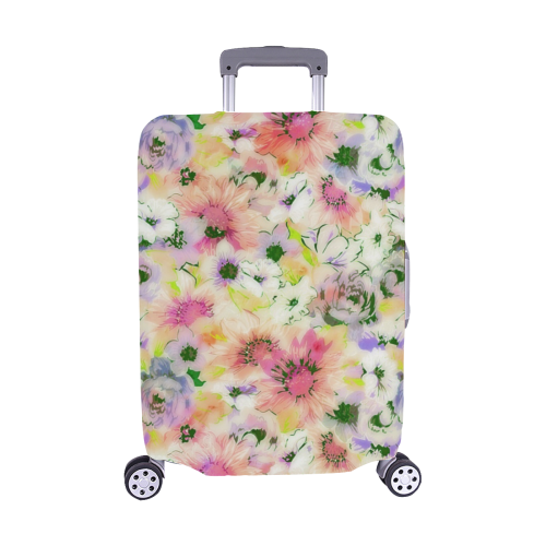 pretty spring floral Luggage Cover/Medium 22"-25"