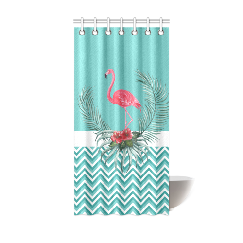 Retro Flamingo Chevron Shower Curtain 36"x72"