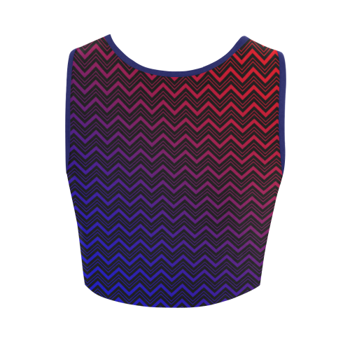 Chevron Black Red and Blue Women's Crop Top (Model T42)