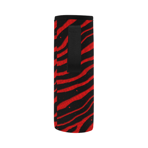 Ripped SpaceTime Stripes - Red Neoprene Water Bottle Pouch/Large