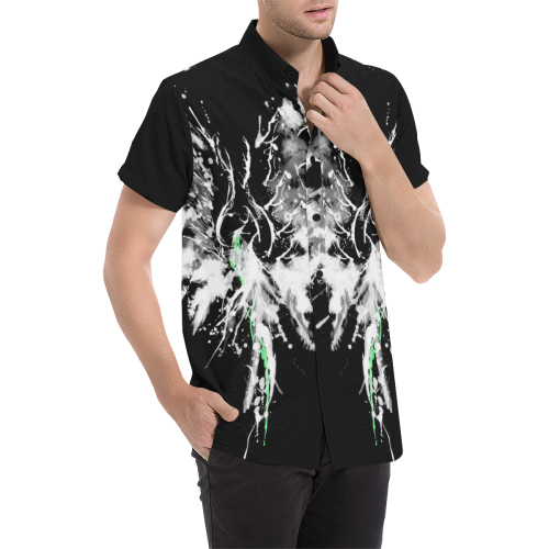 Phoenix - Abstract Painting Bird White 1 Men's All Over Print Short Sleeve Shirt (Model T53)