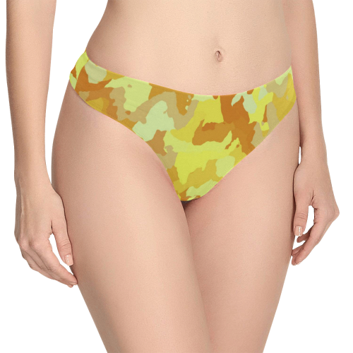 camouflage yellow Women's All Over Print Thongs (Model L30)