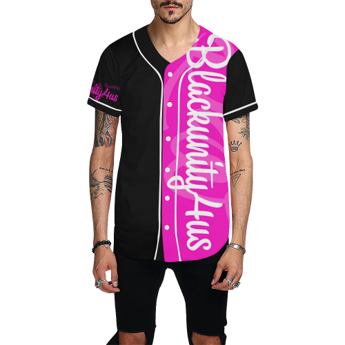 New Black & Pink By RW All Over Print Baseball Jersey for Men (Model T50)