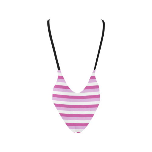 Pink Stripes Sexy Low Back One-Piece Swimsuit (Model S09)