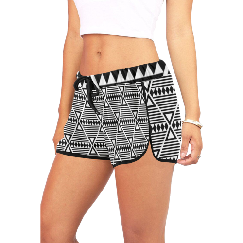 Black Aztec Tribal Women's All Over Print Relaxed Shorts (Model L19)
