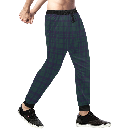 Green Plaid Rock Style Men's All Over Print Sweatpants (Model L11)