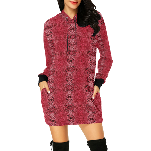 leopard-redskin-2 All Over Print Hoodie Mini Dress (Model H27)