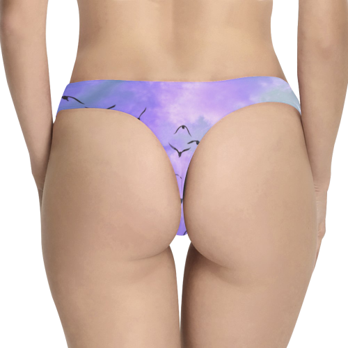 Trendy Birds, blue by JamColors Women's All Over Print Thongs (Model L30)