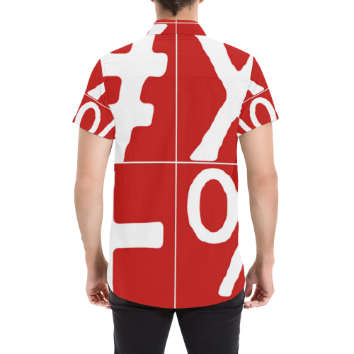 NUMBERS Collection Symbols White/Red Men's All Over Print Short Sleeve Shirt (Model T53)