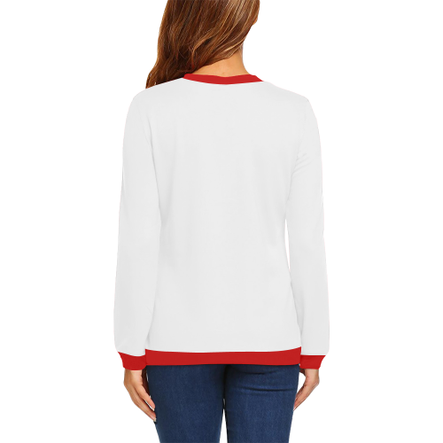 Patchwork Heart Teddy White/Red All Over Print Crewneck Sweatshirt for Women (Model H18)