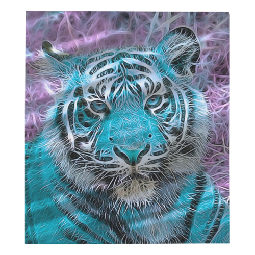 Crazy blue tiger by JamColors Quilt 70"x80"