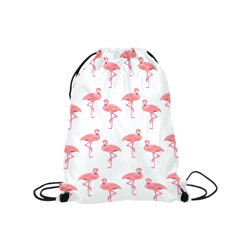 Pink Flamingo Pattern Medium Drawstring Bag Model 1604 (Twin Sides) 13.8"(W) * 18.1"(H)