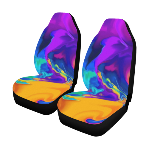 The PERFECT WAVE abstract multicolored Car Seat Covers (Set of 2)