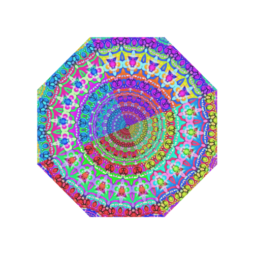 4 Triangles Power Mandala multicolored Anti-UV Auto-Foldable Umbrella (Underside Printing) (U06)