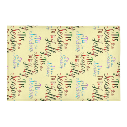 Christmas 'Tis The Season Pattern on Yellow Azalea Doormat 24" x 16" (Sponge Material)