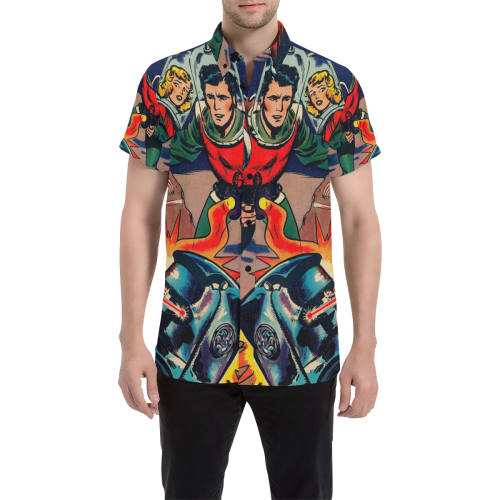 Battle in Space Men's All Over Print Short Sleeve Shirt/Large Size (Model T53)