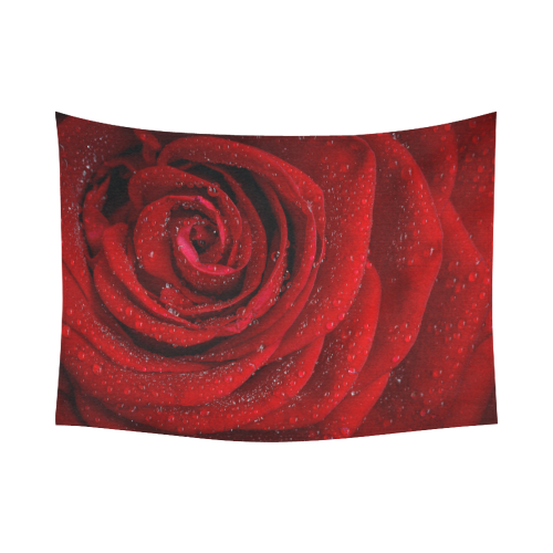 Red rosa Cotton Linen Wall Tapestry 80"x 60"