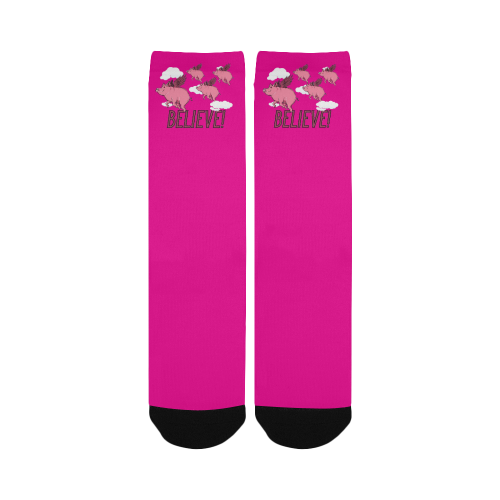 Believe Flying Pigs Women's Custom Socks