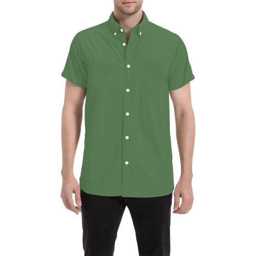 color artichoke green Men's All Over Print Short Sleeve Shirt (Model T53)