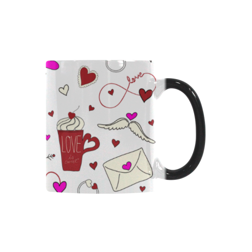 Valentine's Day LOVE HEARTS pattern red pink Custom Morphing Mug (11oz)