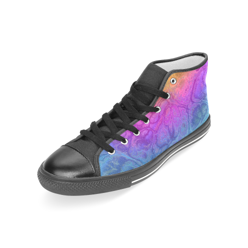Fractal Batik ART - Hippie Rainbow Colors 1 Women's Classic High Top Canvas Shoes (Model 017)