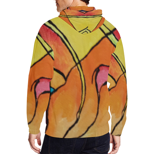ABSTRACT All Over Print Full Zip Hoodie for Men (Model H14)