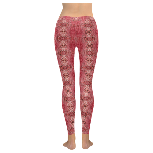 red leopard skin 3 Women's Low Rise Leggings (Invisible Stitch) (Model L05)