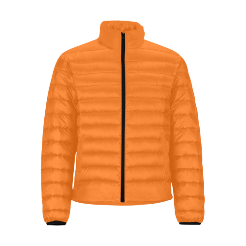 color pumpkin Men's Stand Collar Padded Jacket (Model H41)