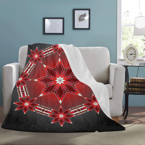 Morning Stars Circle Red Ultra-Soft Micro Fleece Blanket 60"x80"