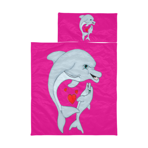 Dolphin Love Hot Pink Kids' Sleeping Bag