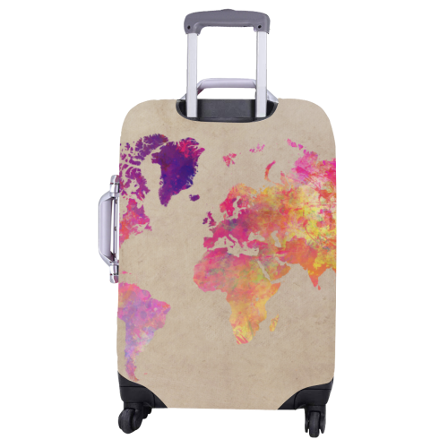 world map #map #worldmap Luggage Cover/Large 26"-28"
