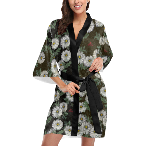 The Lowest of Low Daisies Black Kimono Robe