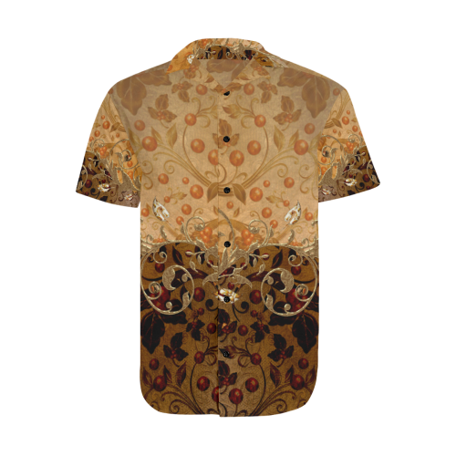 Wonderful decorative floral design Men's Short Sleeve Shirt with Lapel Collar (Model T54)