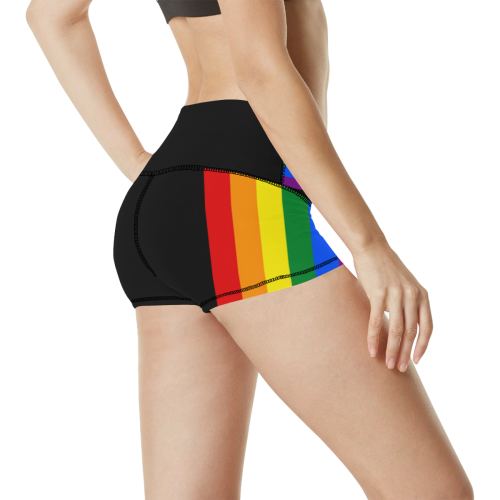 Gay Pride Rainbow Flag Stripes Women's All Over Print Yoga Shorts (Model L17)