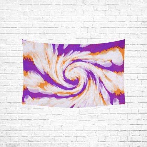 Purple Orange Tie Dye Swirl Abstract Cotton Linen Wall Tapestry 60"x 40"