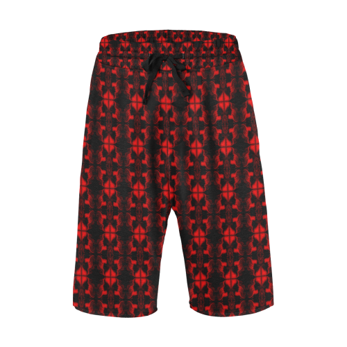Abstract Flowing * Red on Black Men's All Over Print Casual Shorts (Model L23)