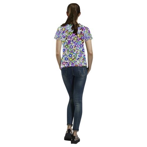 Vivid floral pattern 4181B by FeelGood All Over Print T-shirt for Women/Large Size (USA Size) (Model T40)