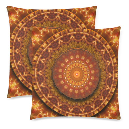 3-D Mandala Custom Zippered Pillow Cases 18"x 18" (Twin Sides) (Set of 2)