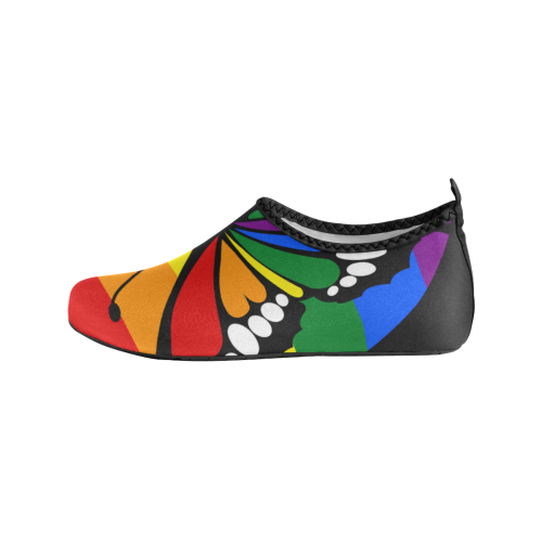 Dot Rainbow Flag Stripes Butterfly Silhouette Men's Slip-On Water Shoes (Model 056)