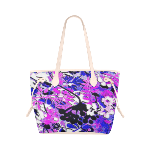 floral abstract in shades of blue and purple Clover Canvas Tote Bag (Model 1661)