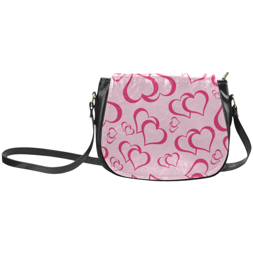 Pink Blush Hearts Classic Saddle Bag/Small (Model 1648)
