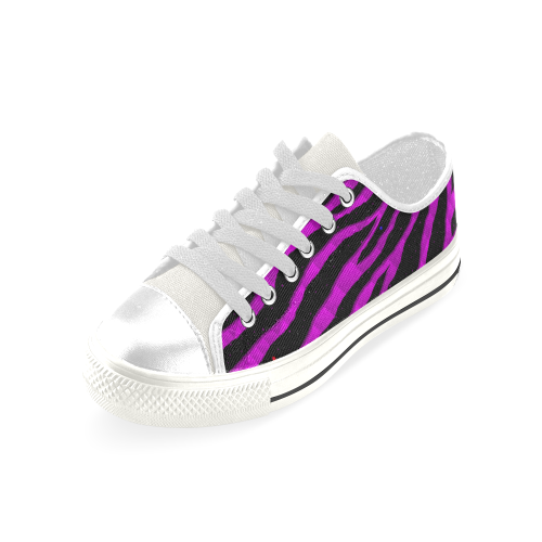 Ripped SpaceTime Stripes - Pink Low Top Canvas Shoes for Kid (Model 018)