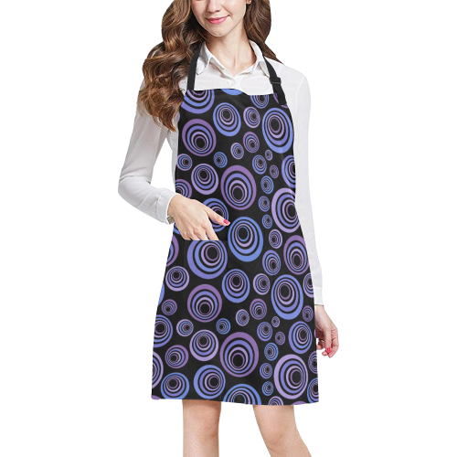 Retro Psychedelic Ultraviolet Blue Pattern All Over Print Apron